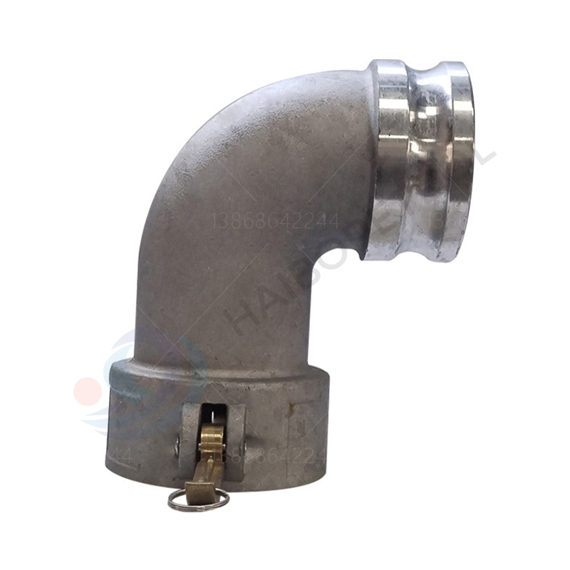 Aluminum 90° Female-to-Male Camlock Coupler For Fuel and Industrial Fluid Directional Connection Applications